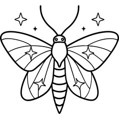 Elegant Glitter Moth Vector Outline