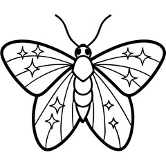 Elegant Glitter Moth Vector Outline