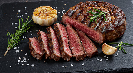 Grilled Ribeye Steak with Garlic and Herbs
