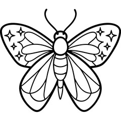 Elegant Glitter Moth Vector Outline
