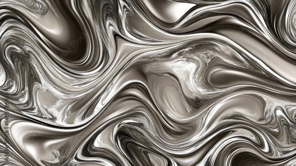 Poster abstract swirling pattern with shades of gray and silver creates a dynamic visual texture