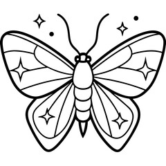 Elegant Glitter Moth Vector Outline