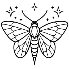 Elegant Glitter Moth Vector Outline