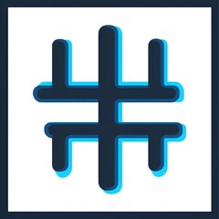 Fototapeta premium Blue Color Flat Vector Illustration of Hash Symbol for Professional Use