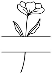 Flower Split Border | Floral Frame | Vector Line Art