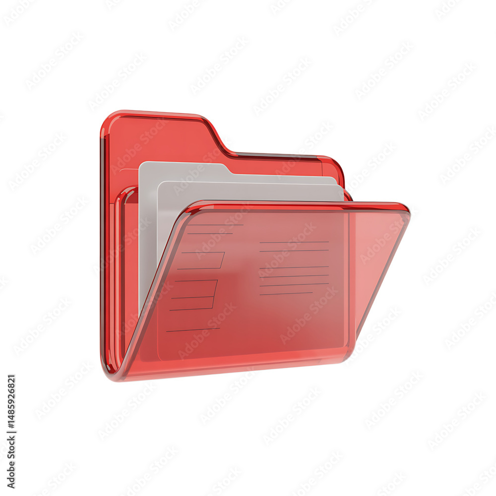 Aufkleber a transparent red folder organizing crucial documents showcasing files on transparent background