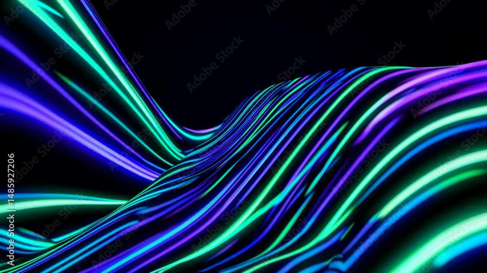 Aufkleber colorful neon light trails flowing and glowing, creating a dynamic and futuristic abstract backgroun