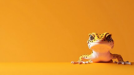 Cute gecko on orange background (1)