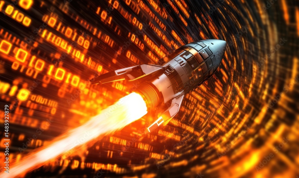 Poster rocket launching through digital data stream; fast startup