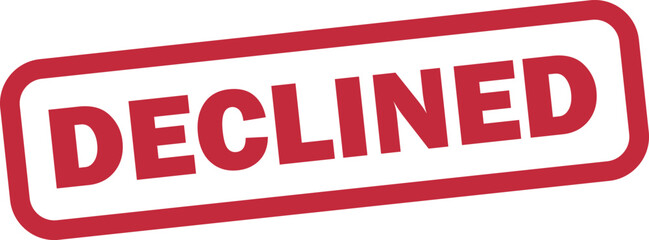 Declined stamp icon isolated on white background . Red declined stamp label icon . Vector