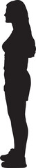 vector silhouette side view young girl standing summer clothes
