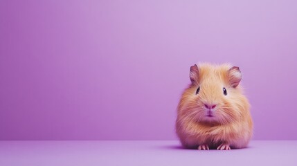 Cute guinea pig on purple background