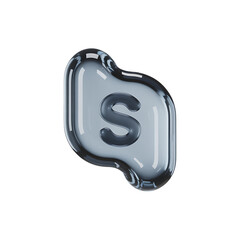 Floating S glistens like water a promise of fluid communication on a clear on transparent background