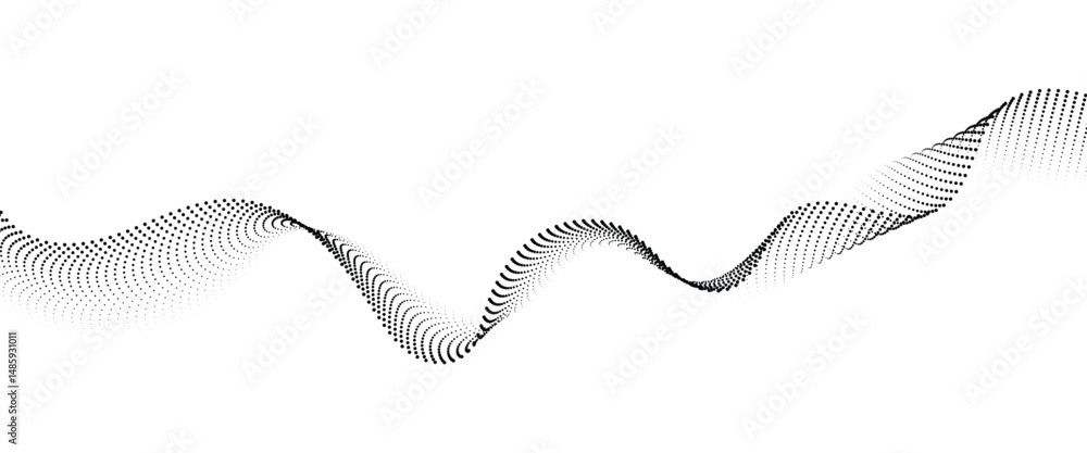 Fototapete flowing dot wave halftone gradient pattern on transparent background