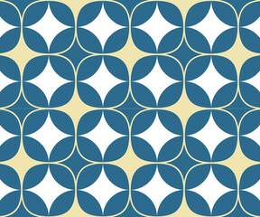 Geometric Pattern with rich blue and soft yellow against a white background