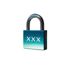 Metallic teal padlock symbolizes secured access protecting private content on transparent background