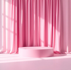 interior of a room and pink Velvet curtains
