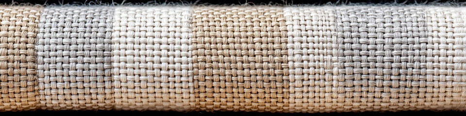 Close-Up Detail of Neutral Woven Fabrics: Artisanal Craftsmanship in Textile Industry Design