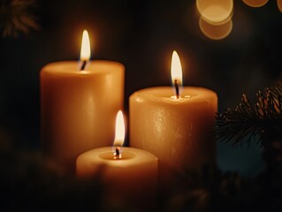 Captivating candle flames dance cozy living room high-resolution closeup warm atmosphere intimate viewpoint serenity concept