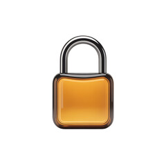 Protection and security represented by an amber padlock guarding secrets on transparent background