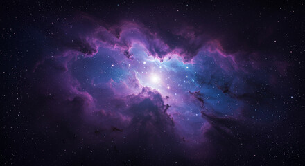 Cosmic Nebula A Breathtaking Celestial Landscape of Purple and Blue Hues