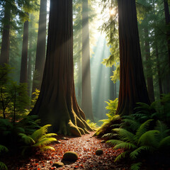 misty morning in the forest