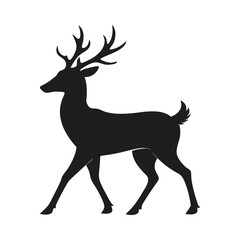 deer walking silhouette on white background