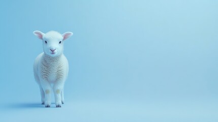Cute lamb against a soft blue backdrop