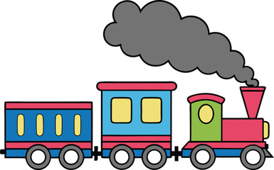 A simple, cartoon illustration of a train.