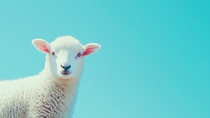 Cute lamb against a vibrant blue sky