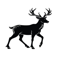 deer walking silhouette on white background