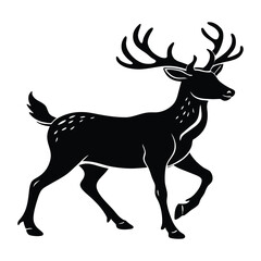 deer walking silhouette on white background