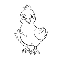 A Little chicken posing. Vector illustration. Simple drawing line art