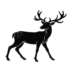 deer walking silhouette on white background