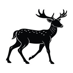 deer walking silhouette on white background