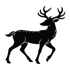 deer walking silhouette on white background