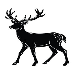 deer walking silhouette on white background