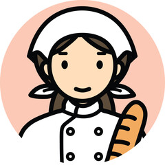 Cartoon people icons Occupation, Vector avatar people line, profile picture, career, working, adult, bakery maker, chef