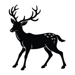 deer walking silhouette on white background