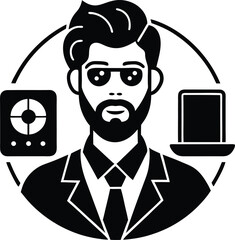  Trendy tech icons featuring minimalist silhouette 