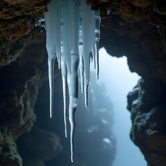 icicles on the roof of the house