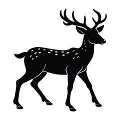 deer walking silhouette on white background