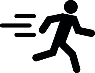 Man running fast icon isolated on white background . Rush icon . Vector illustration