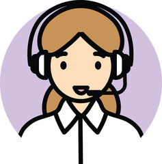 Cartoon people icons Occupation, Vector avatar people line, profile picture, career, working, adult, female operator, call center,  calling, telecom