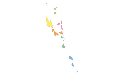 Multicolor Map of Vanuatu with Provinces