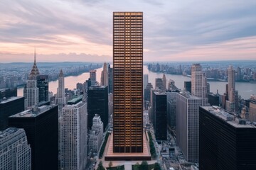 Obraz premium Modern office skyscraper reflecting powerful business identity