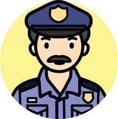 Cartoon people icons Occupation, Vector avatar people line, profile picture, career, working, adult, police, man