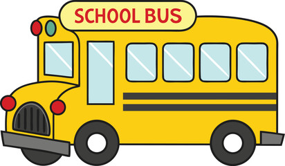 Colorful Cartoon Illustration of a School Bus