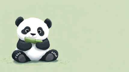 Fototapeta premium Cute panda eating bamboo