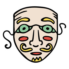 Traditional belgian mask hand drawn